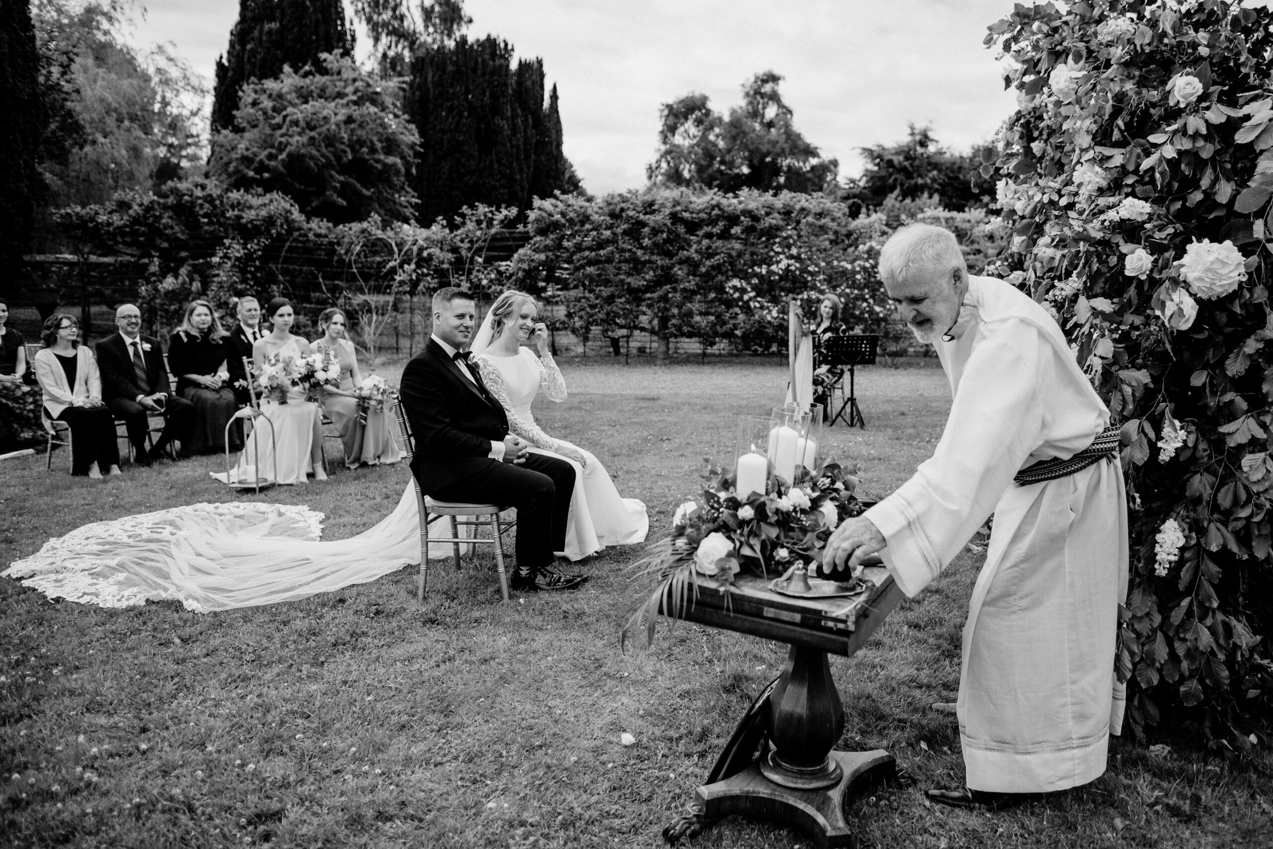 A person in a tuxedo at a wedding