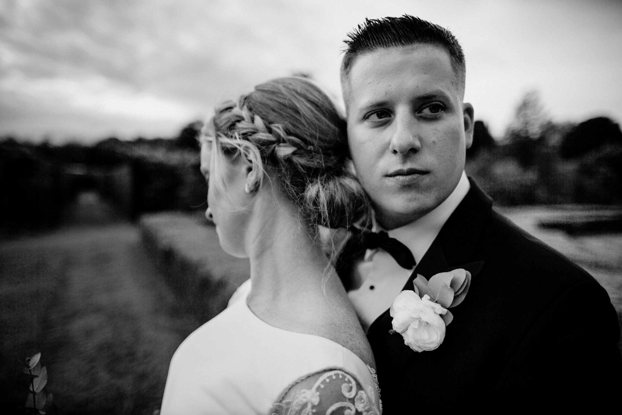 A man and woman posing for a picture