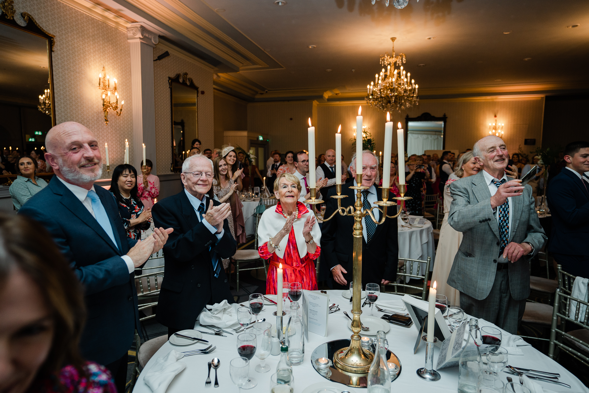 A group of people at a dinner table