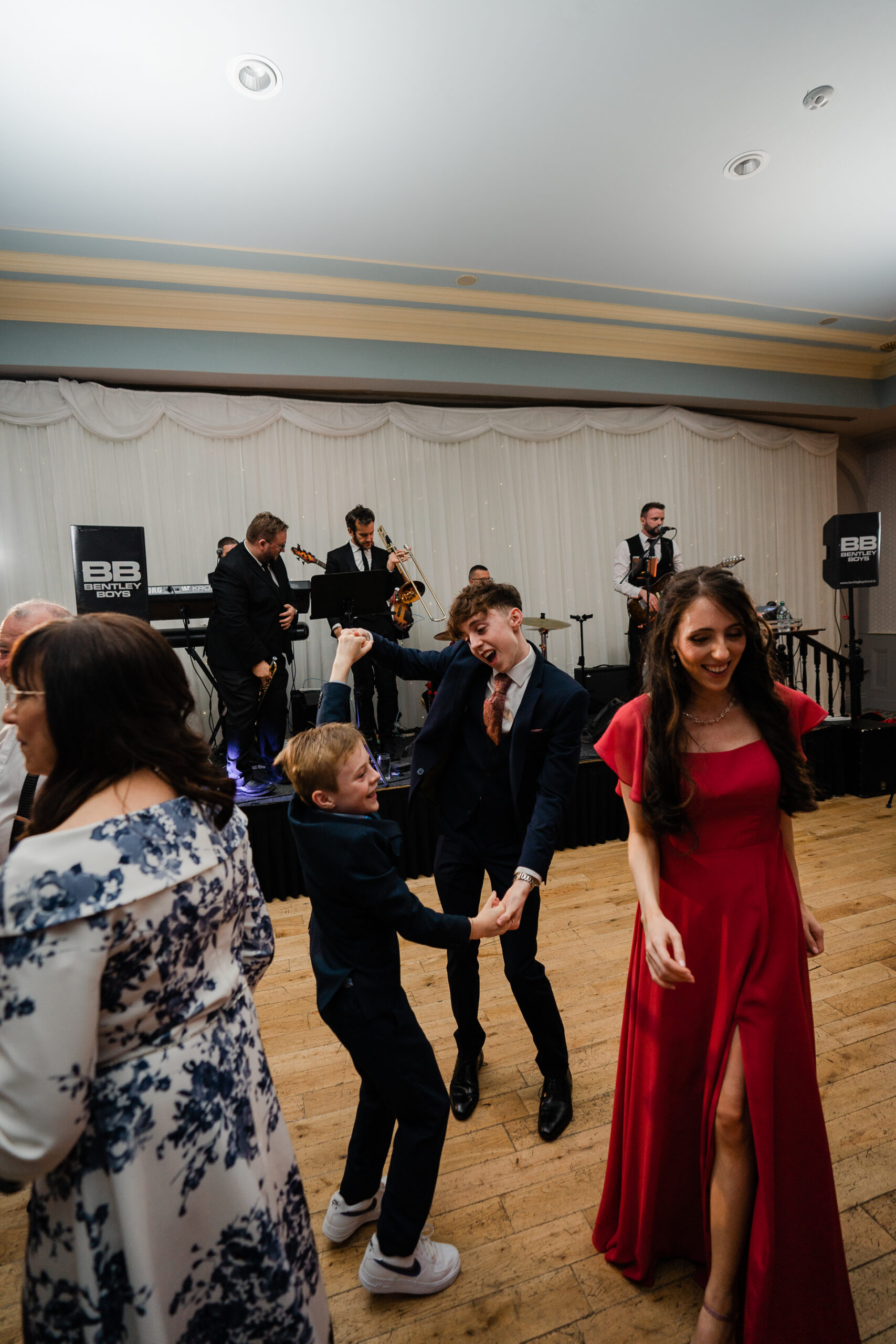 A group of people dancing