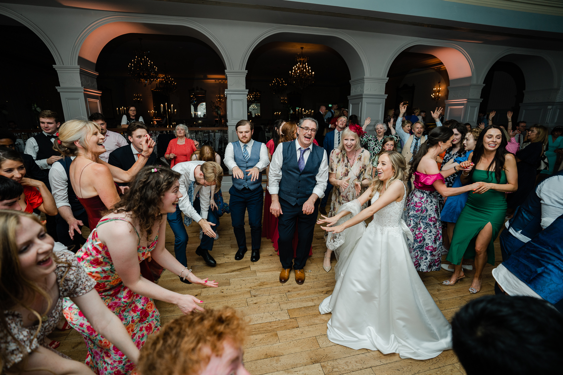 A wedding party in a church