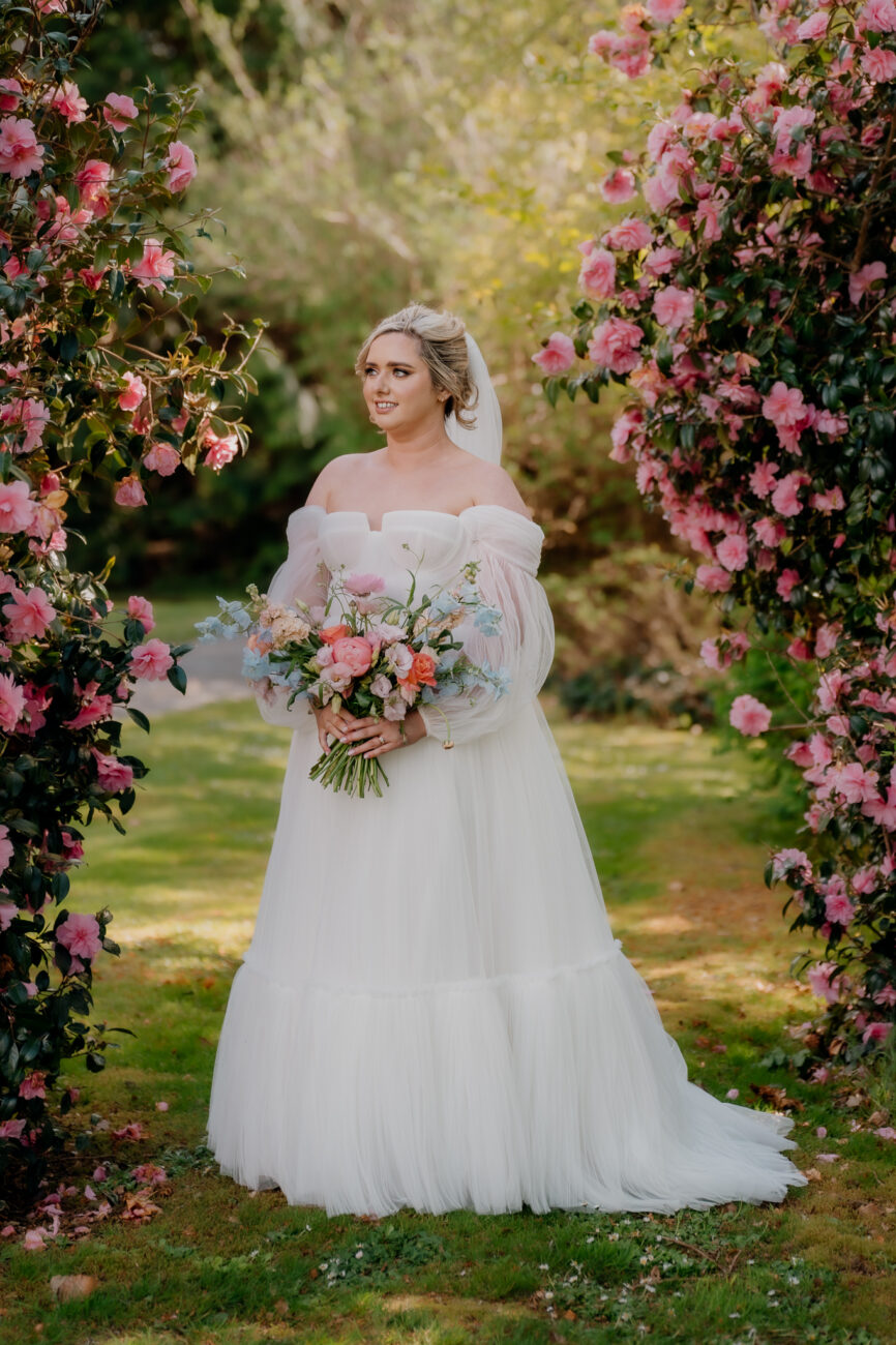 A woman in a wedding dress