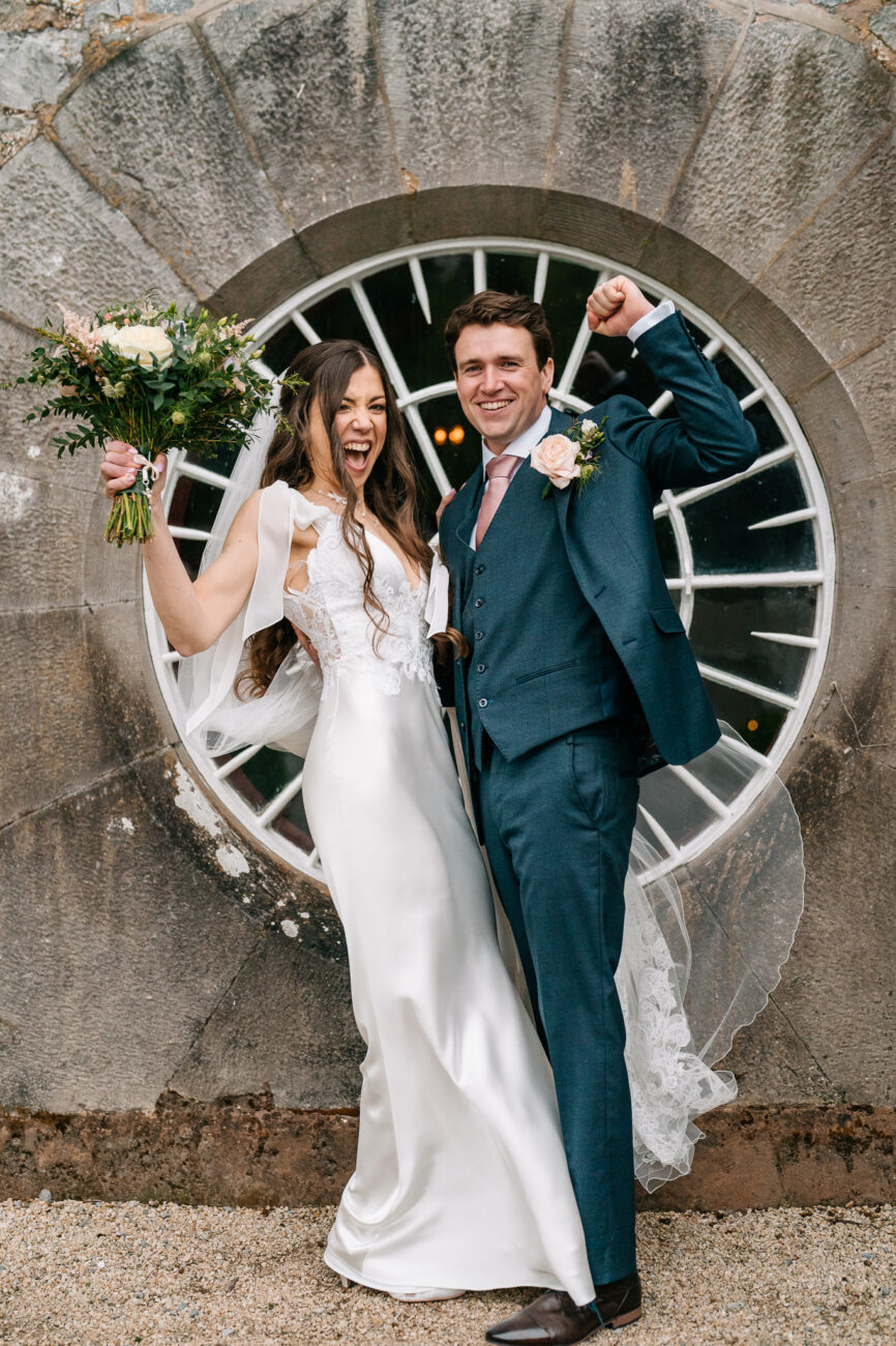 A man and woman posing for a picture