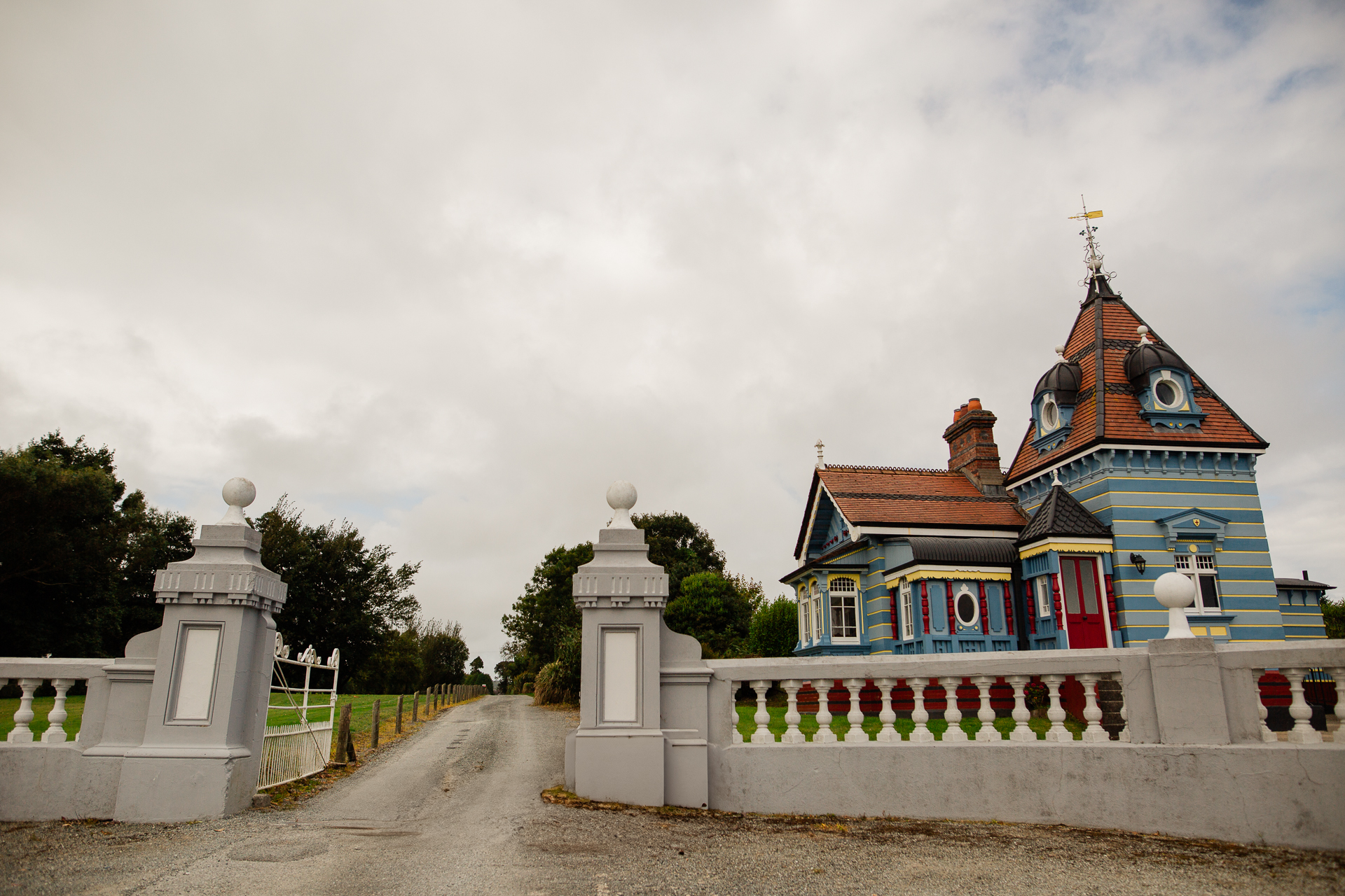 A building with a red roof