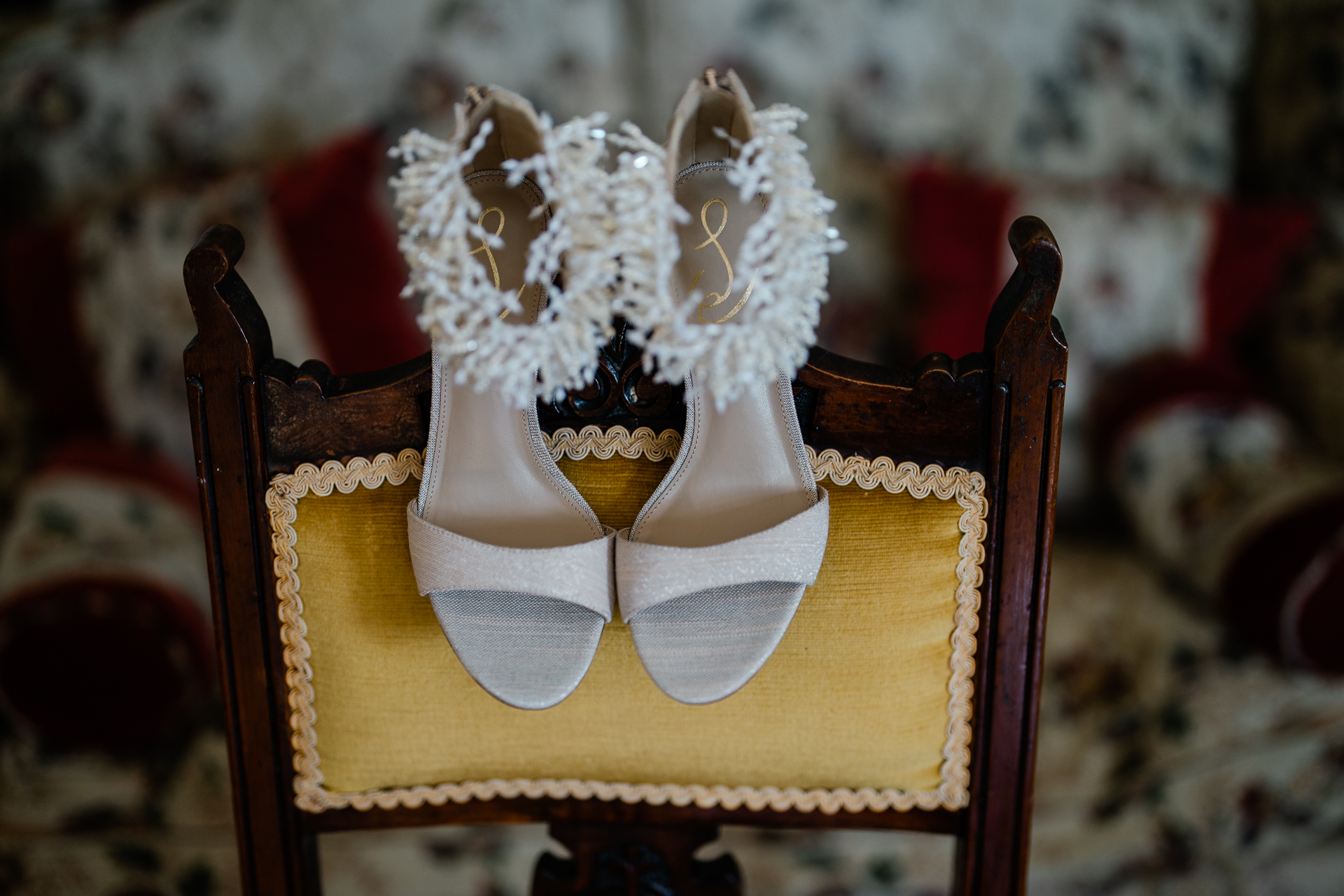 A gold crown on a chair