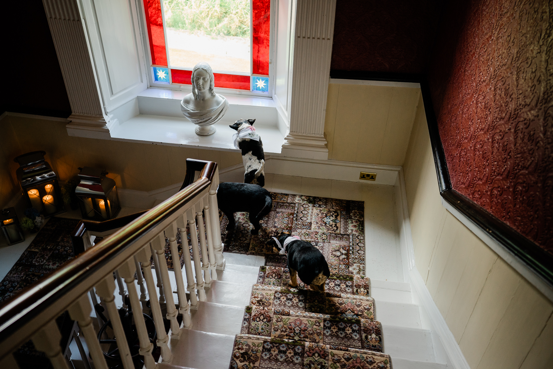 A person sitting on a staircase