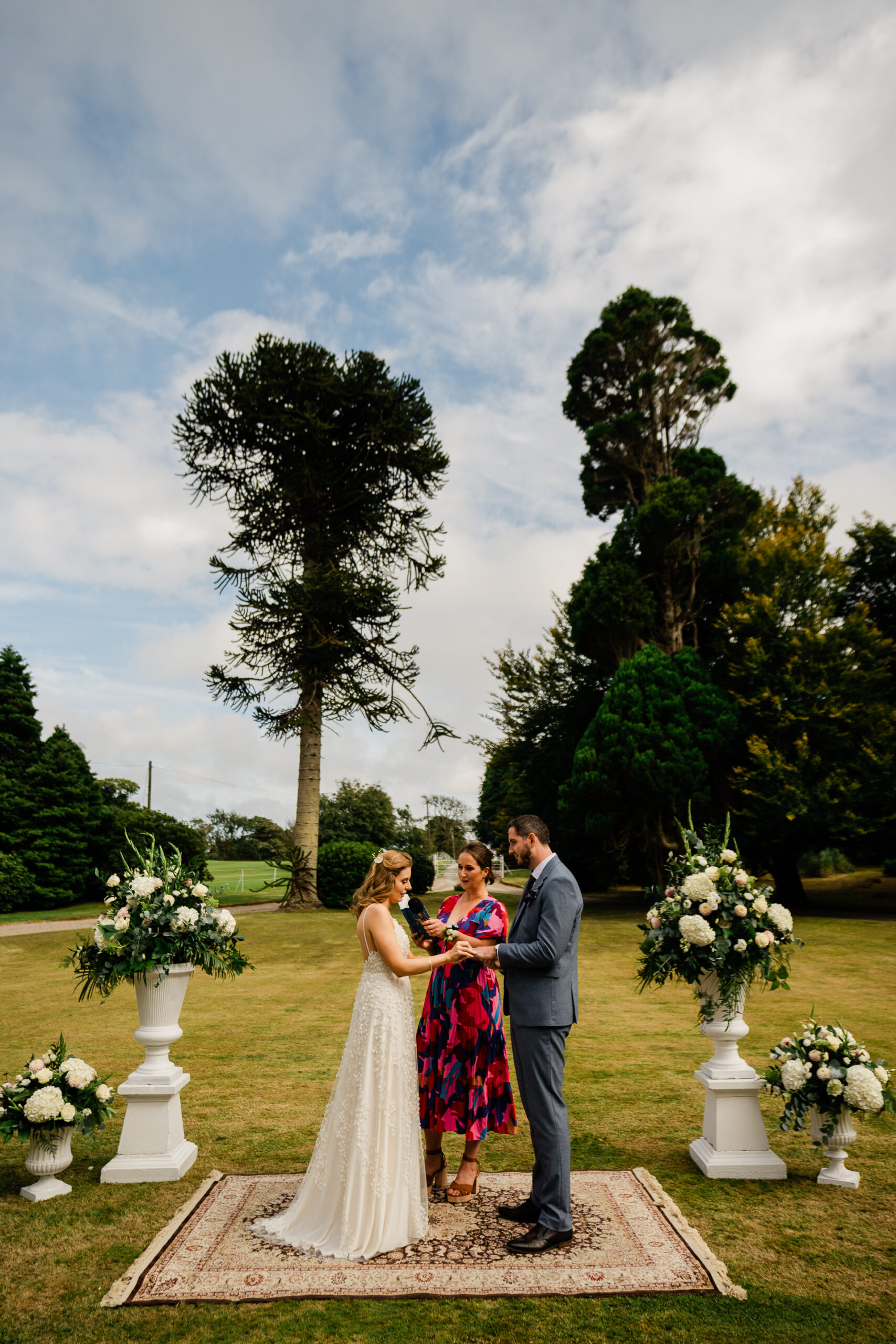 A bride and groom kissing