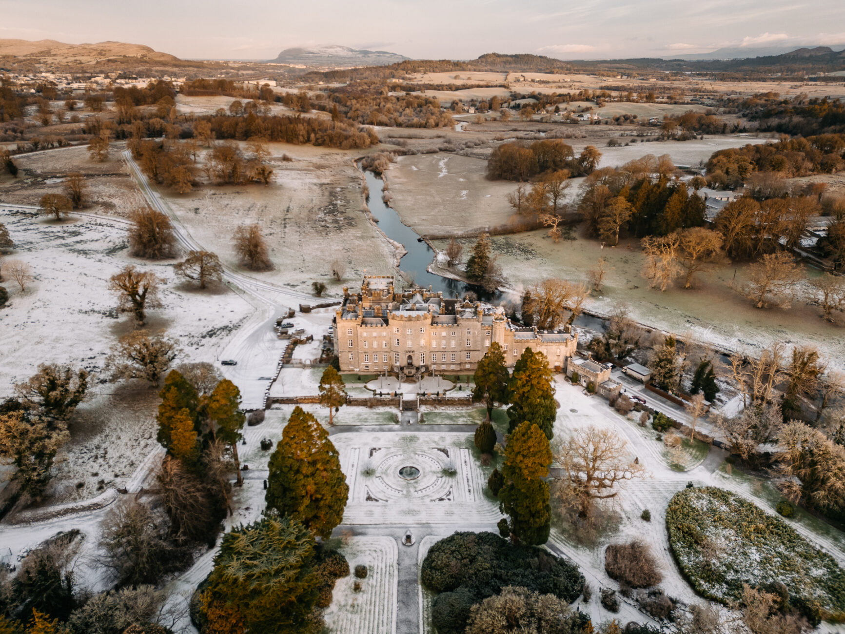 A castle in a valley