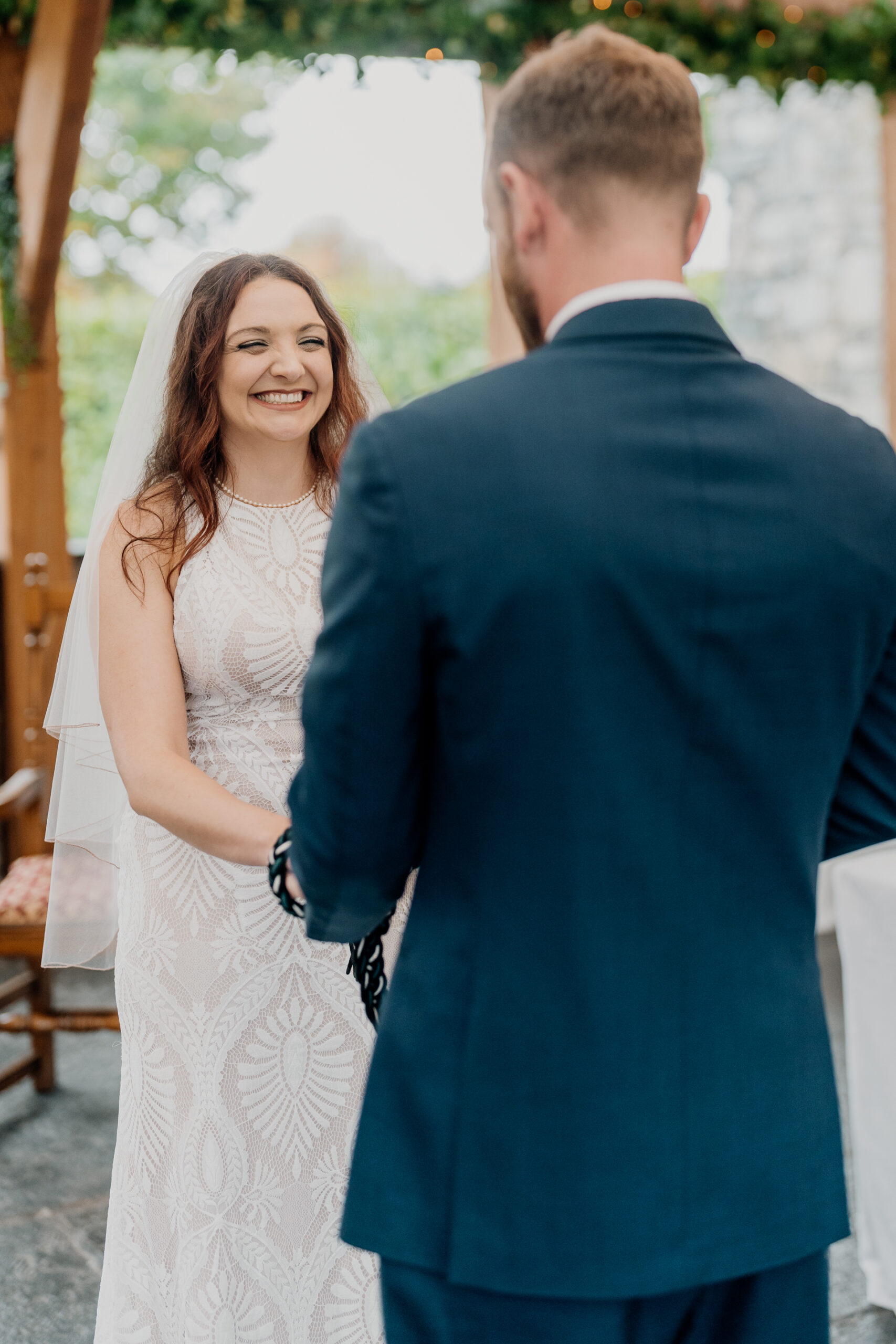 A man and woman smiling