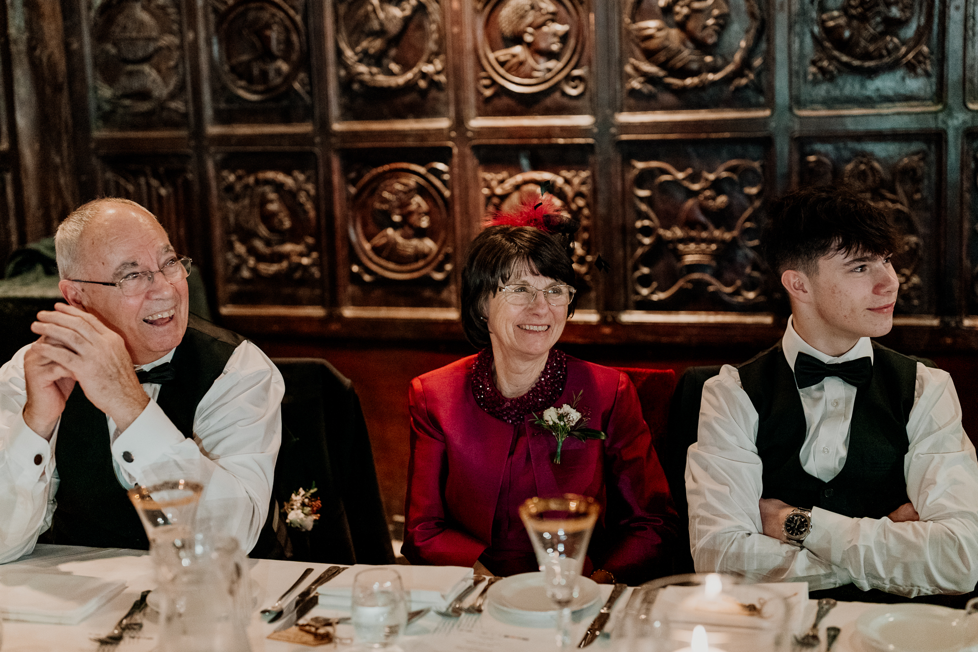 A group of people sitting at a table