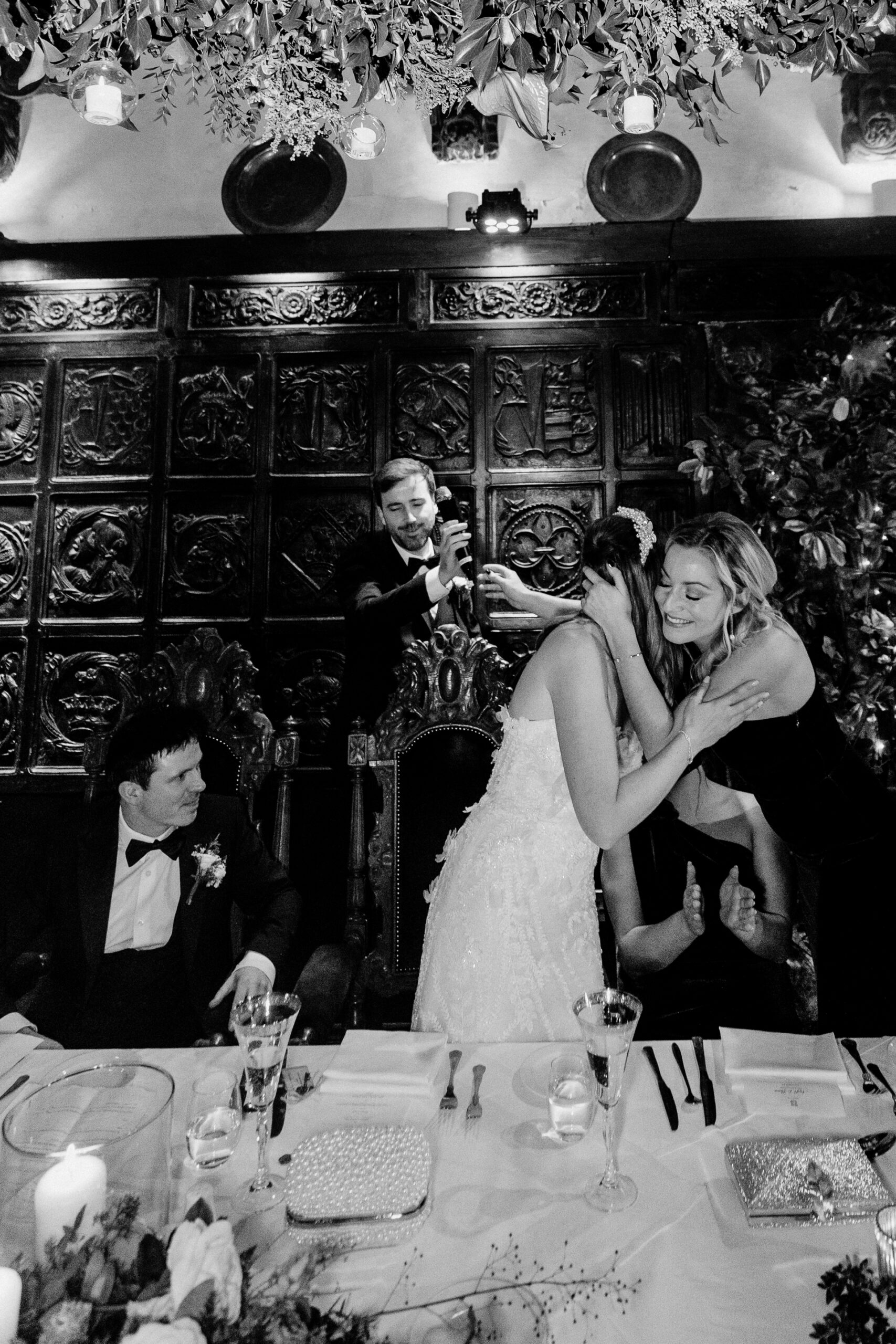 A bride and groom dancing