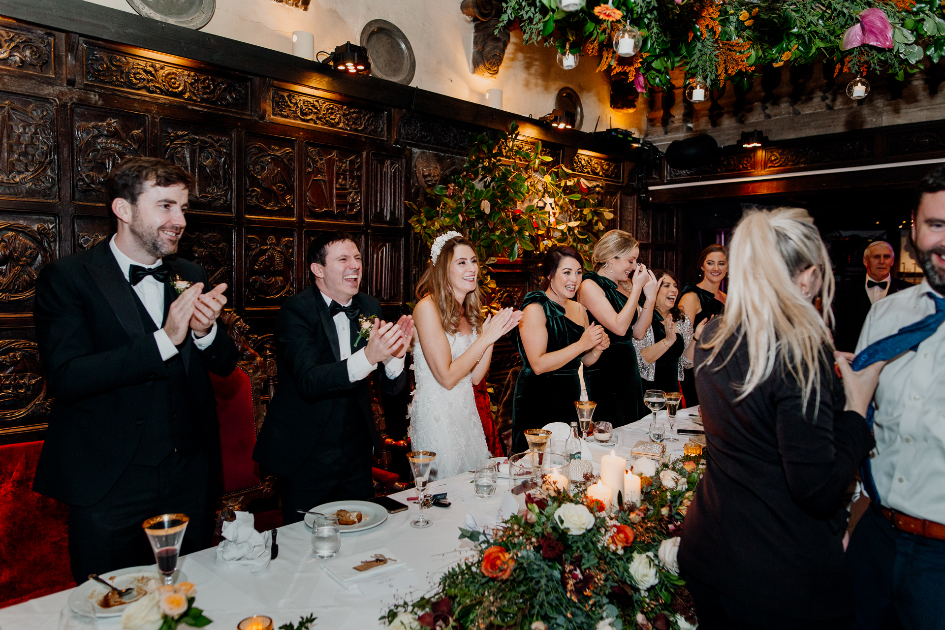 A group of people at a wedding