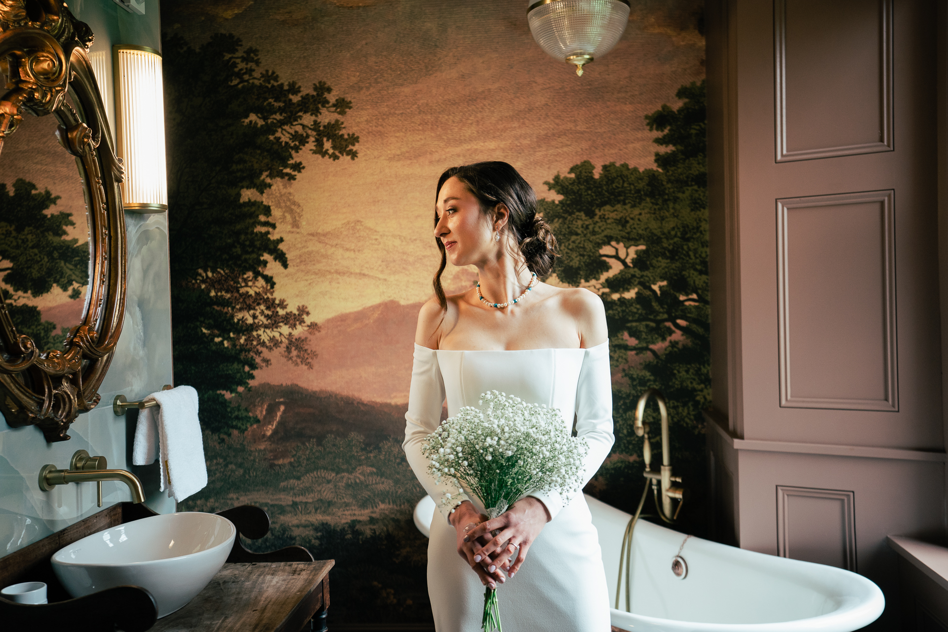 A woman in a wedding dress