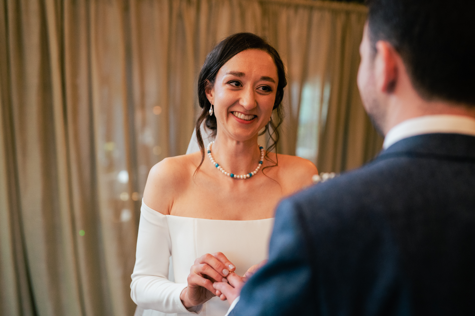 A man and woman in wedding attire