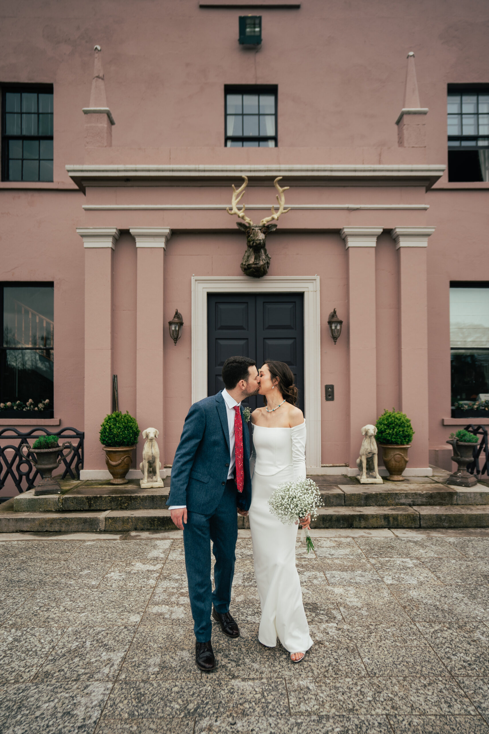 A man and woman in wedding attire