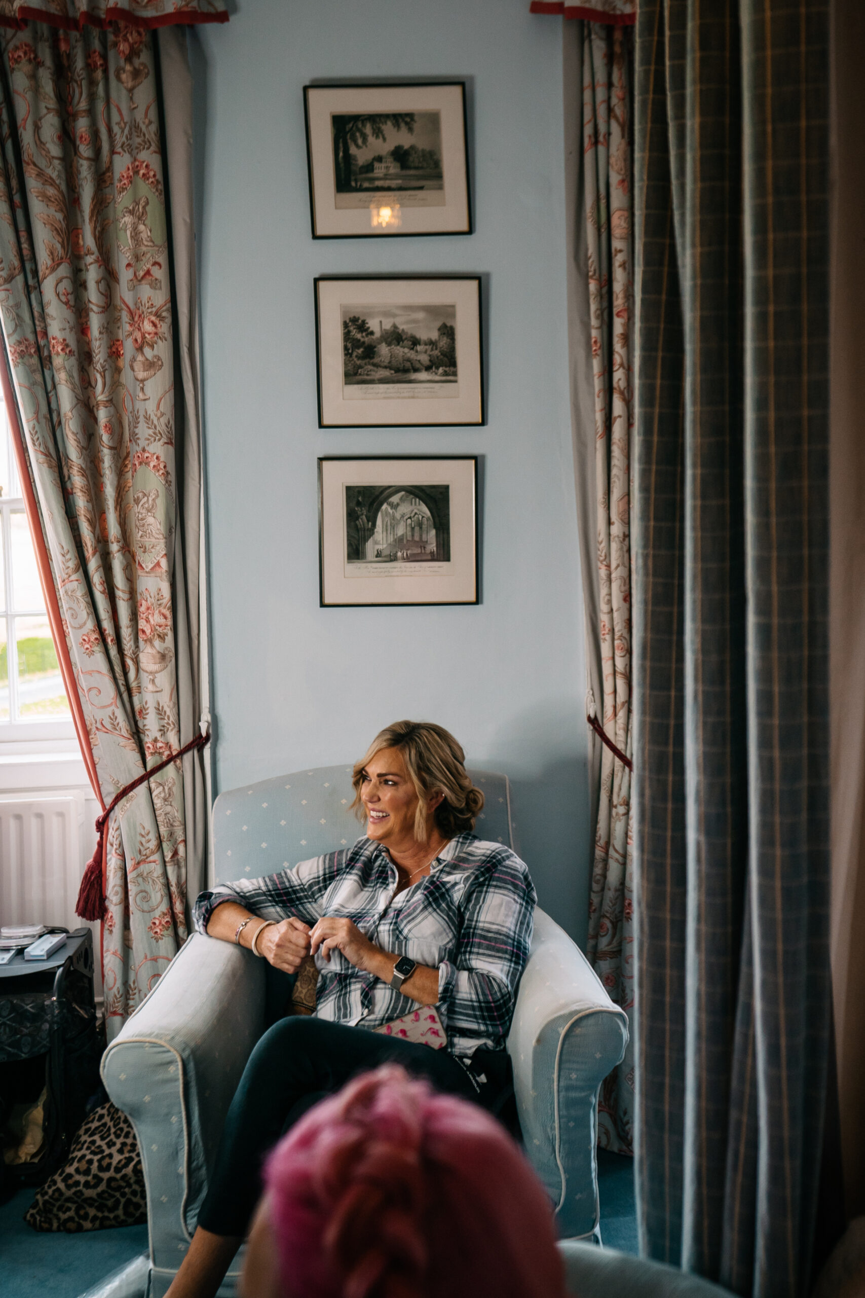 A person sitting on a couch