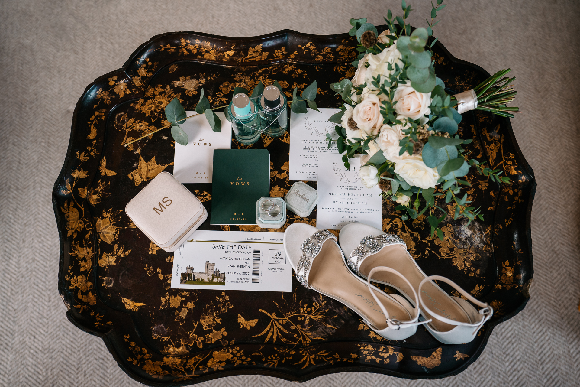 A purse with flowers and notes