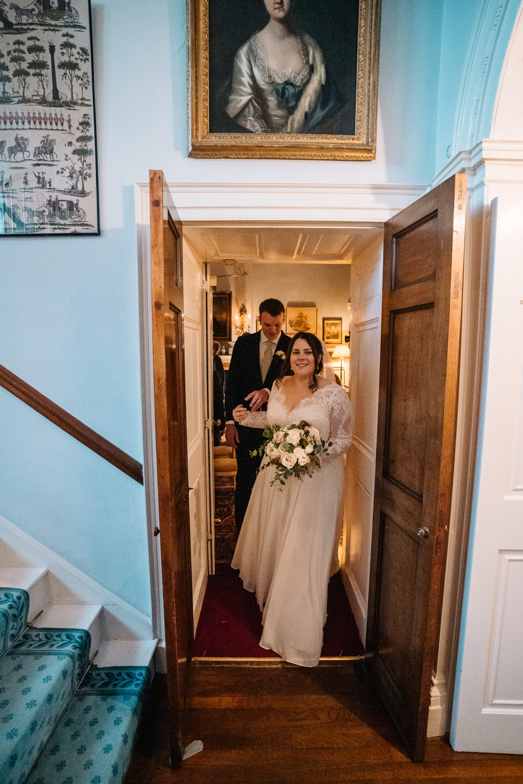 Romantic wedding ceremony set in the picturesque gardens of Glin Castle, surrounded by lush greenery and timeless elegance