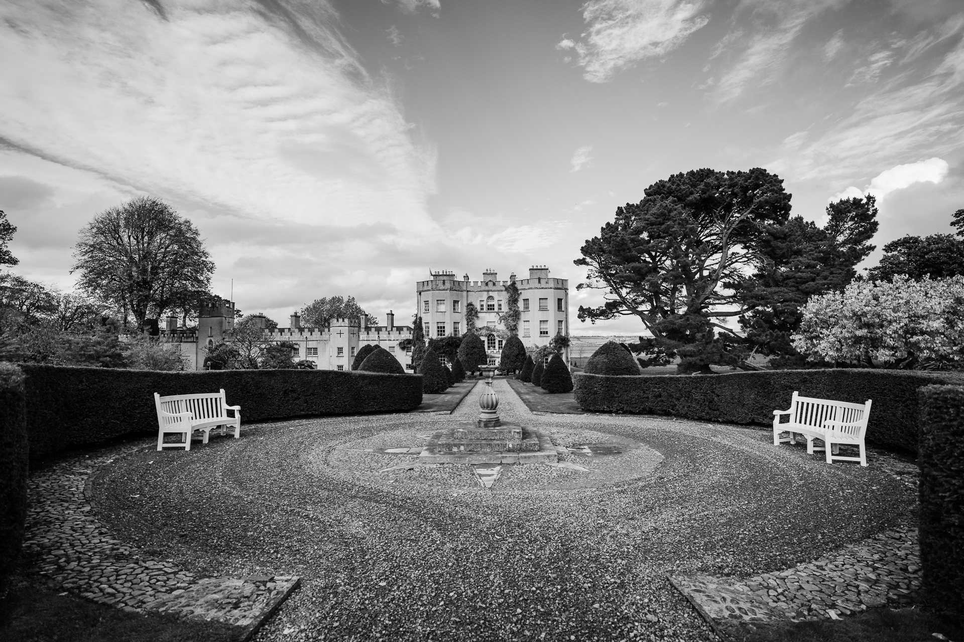 A park with benches