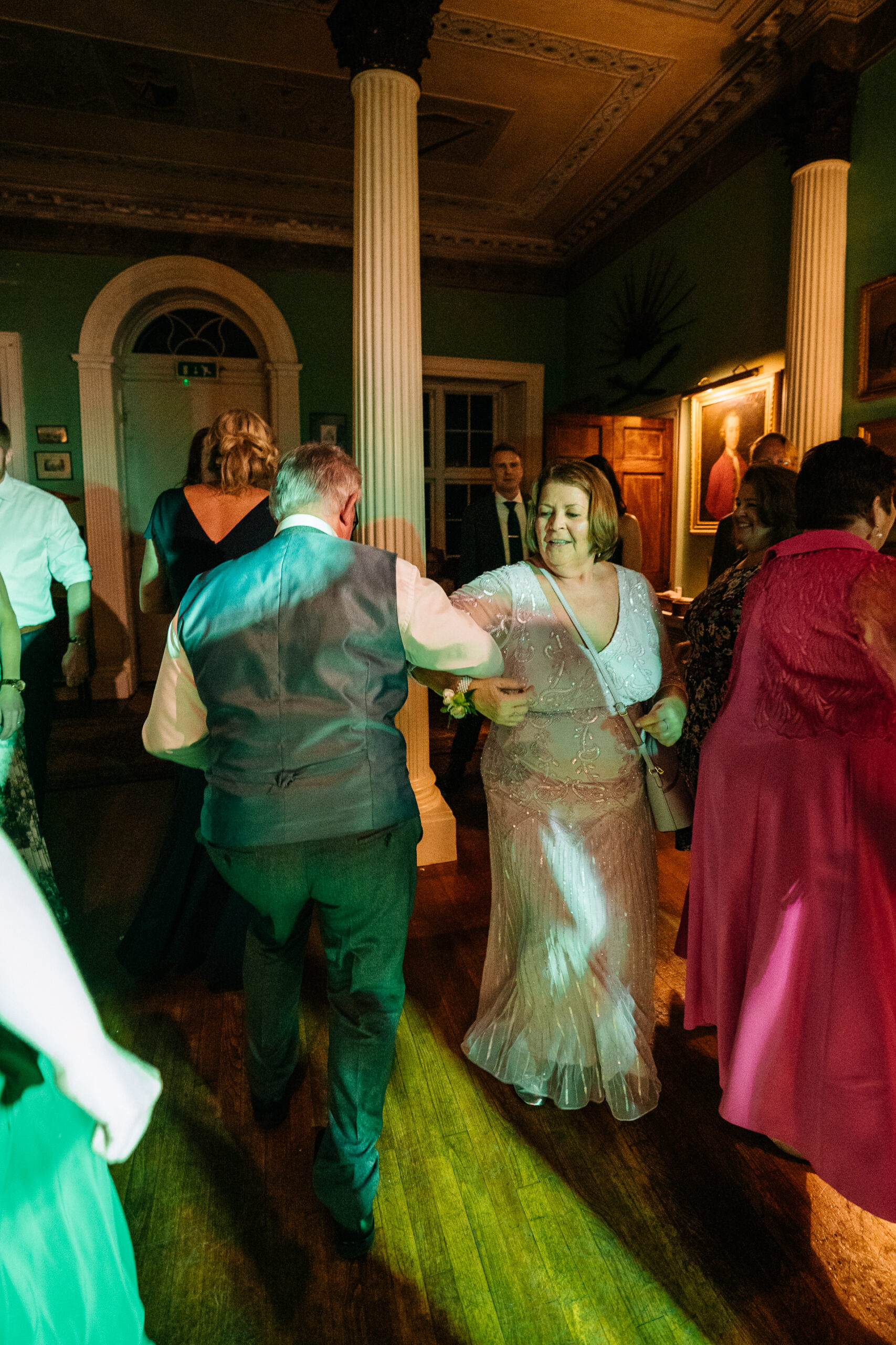 Magical first dance in Glin Castle’s grand ballroom, with warm lighting and an atmosphere of romance and celebration