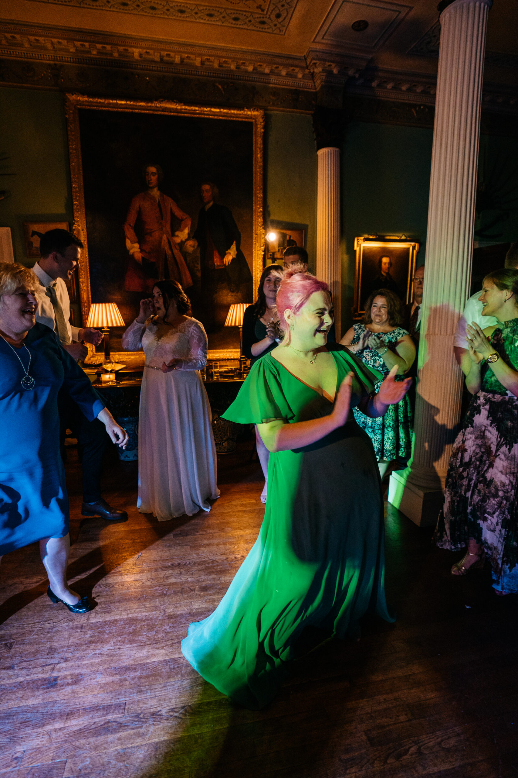 Magical first dance in Glin Castle’s grand ballroom, with warm lighting and an atmosphere of romance and celebration