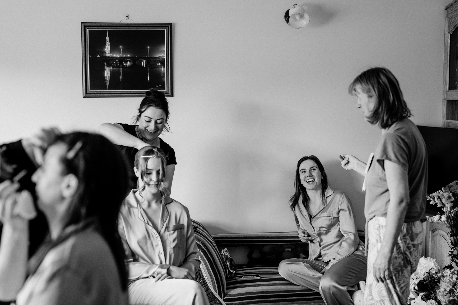 A group of people sitting on a couch