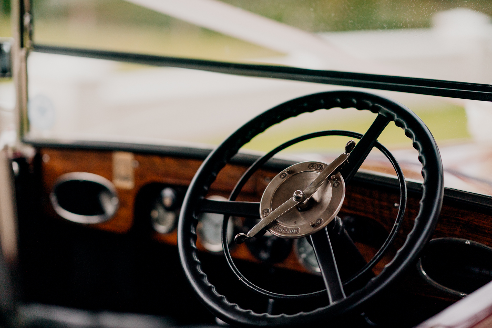 A close up of a car wheel