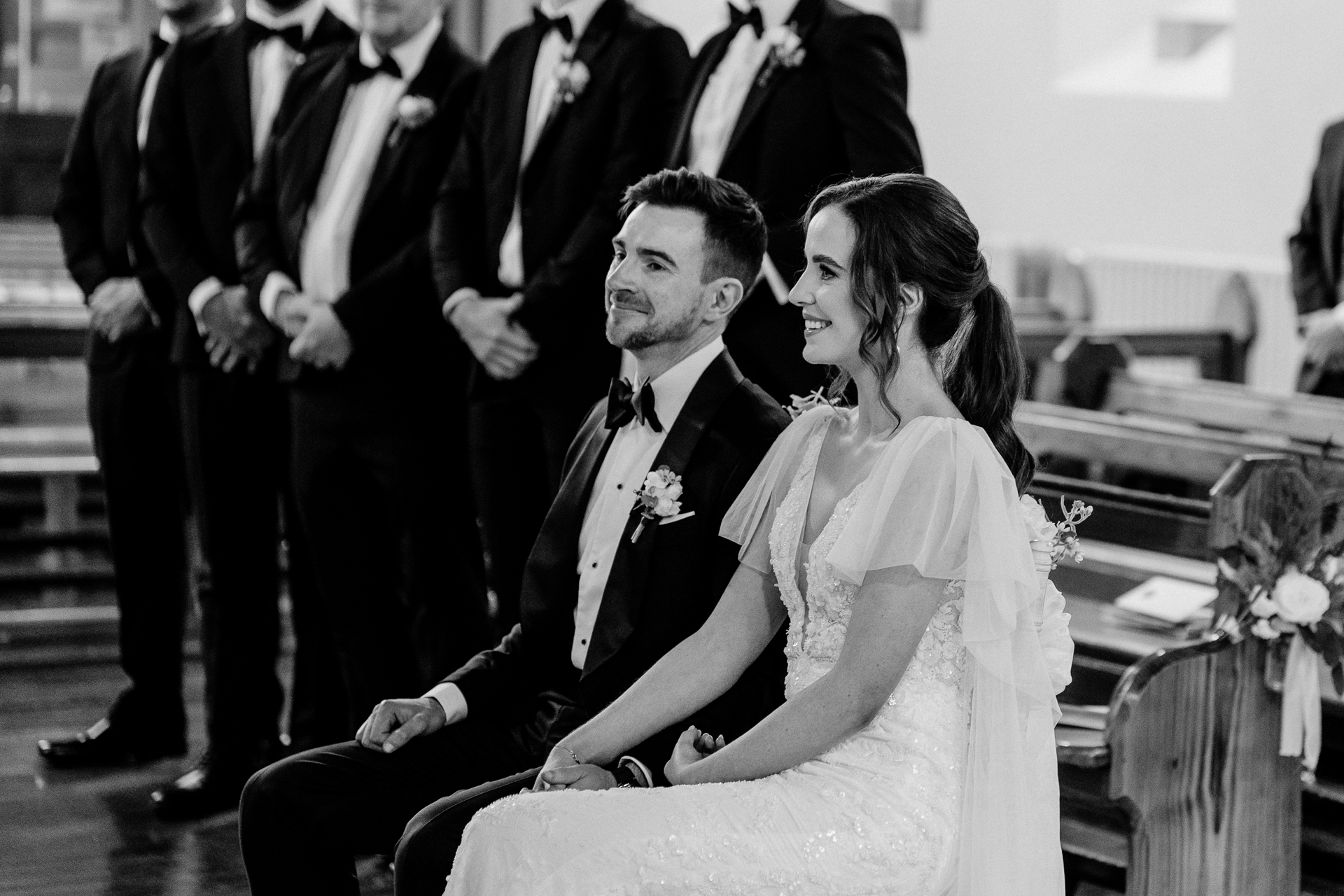 A man and woman in wedding attire