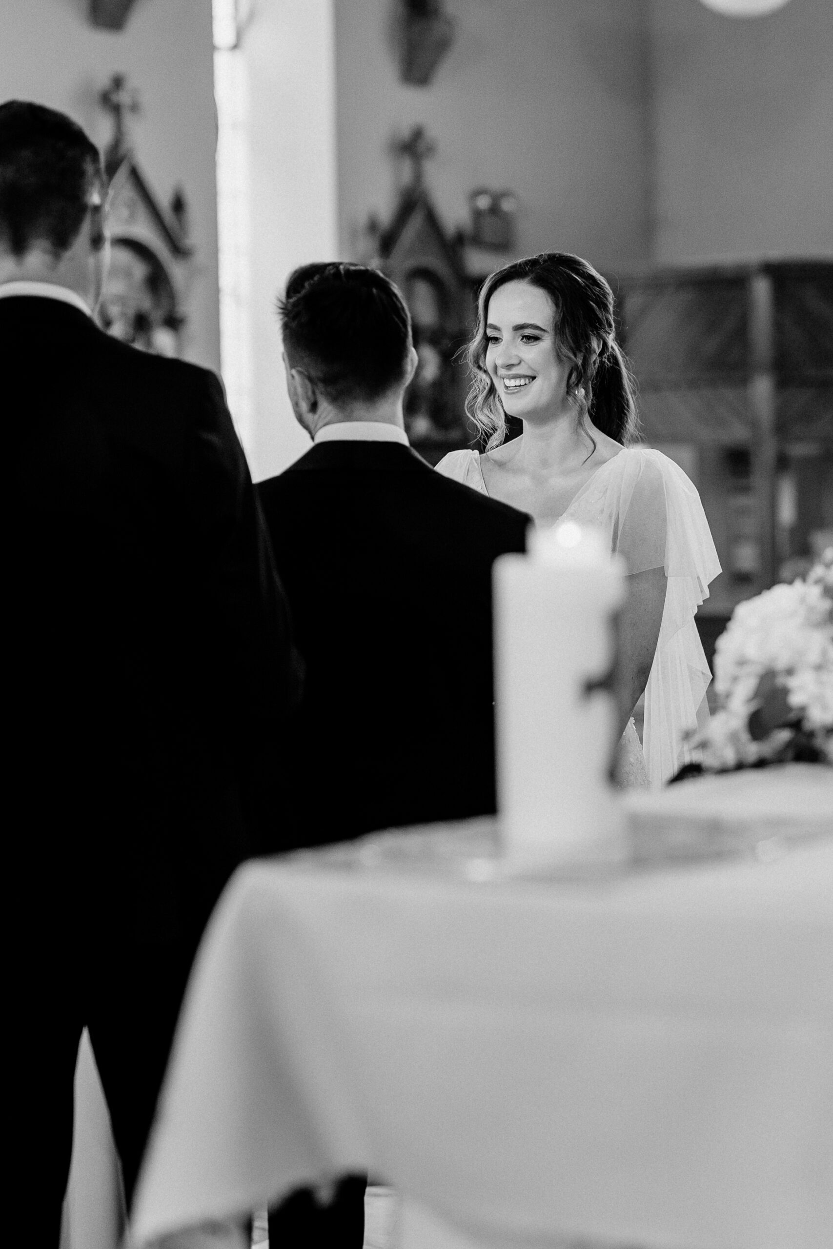 A bride and groom at a wedding