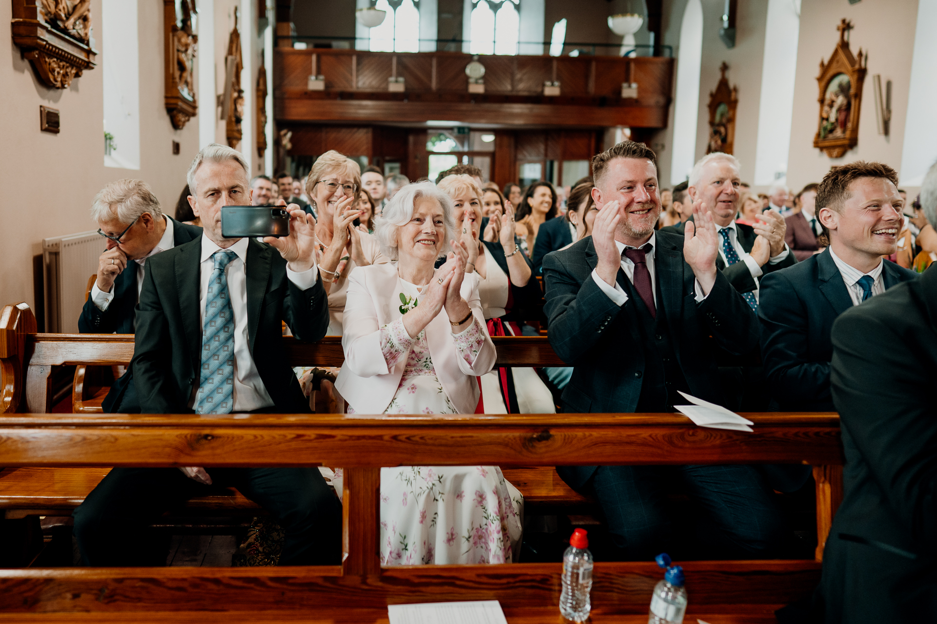 A bride and groom kissing