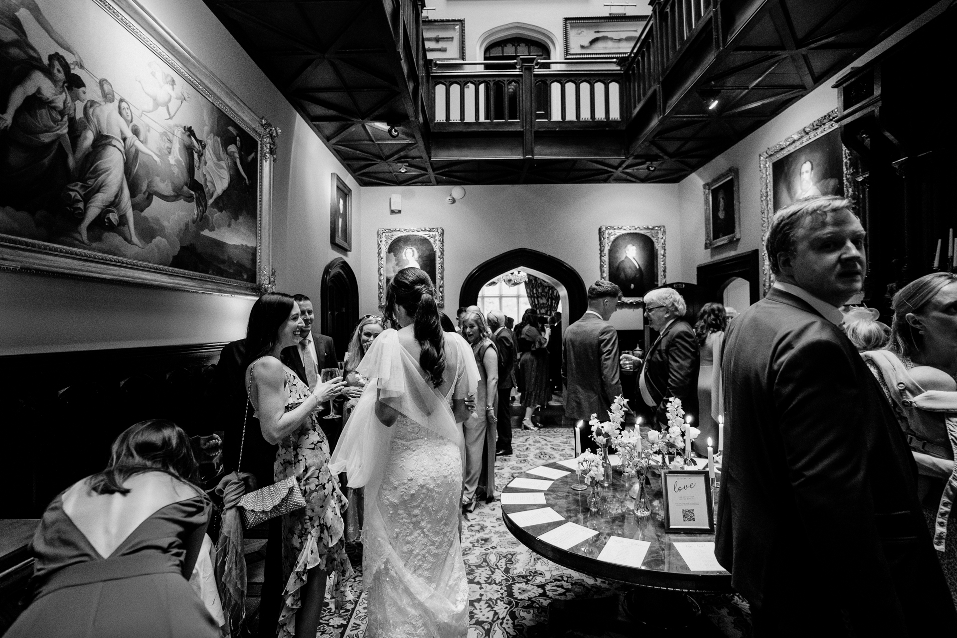 A wedding party in a room