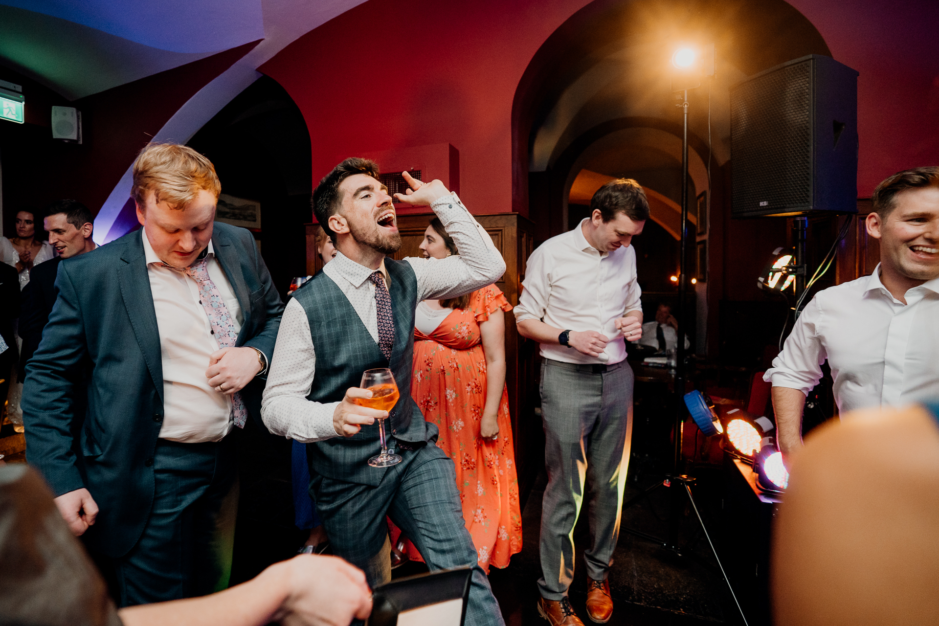 A group of people dancing