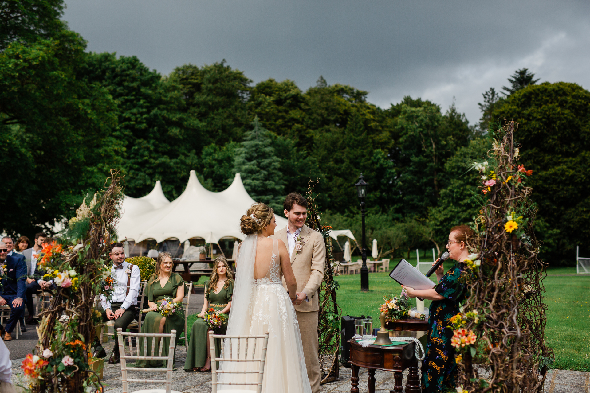 A bride and groom at a wedding