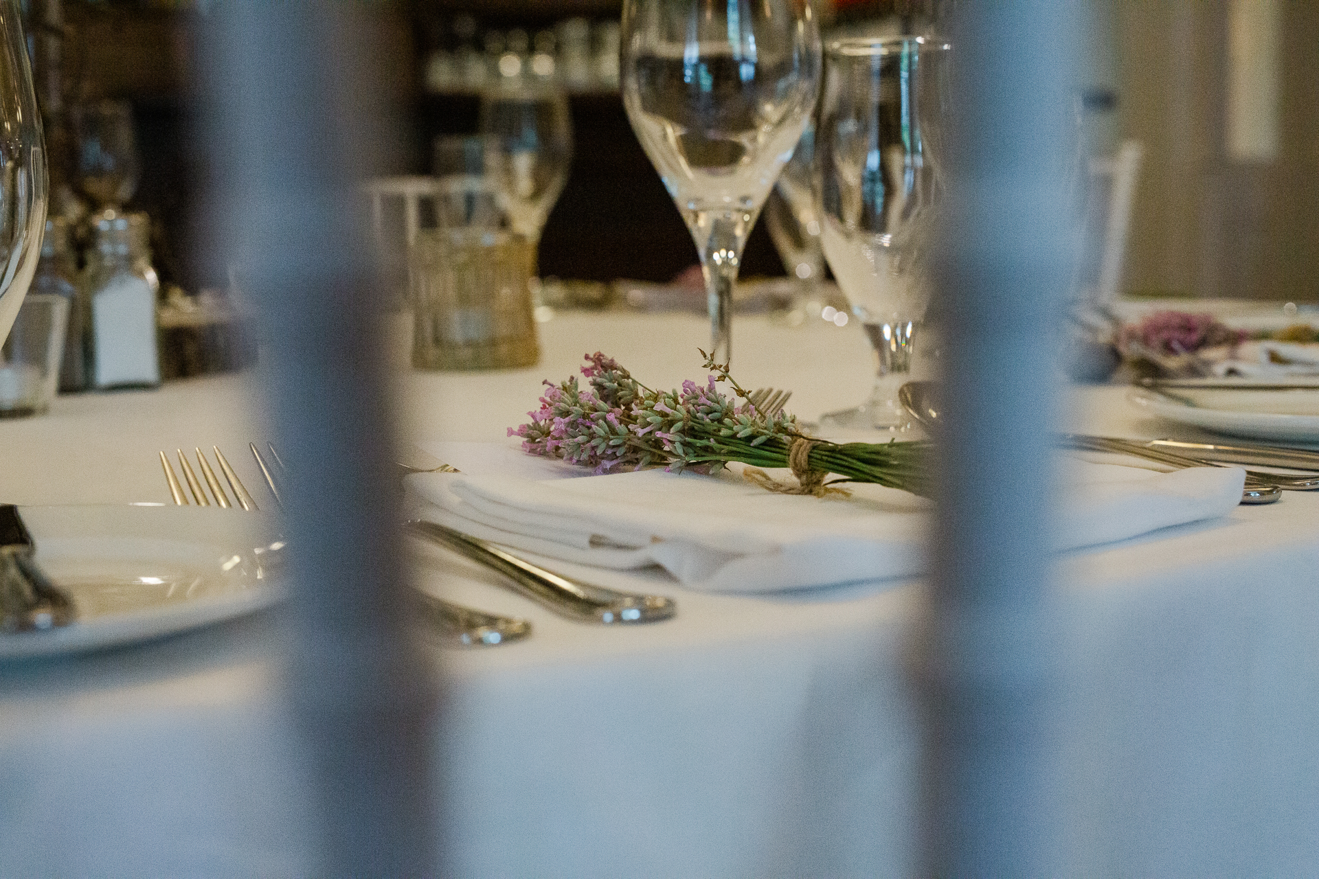 A table with plates and glasses