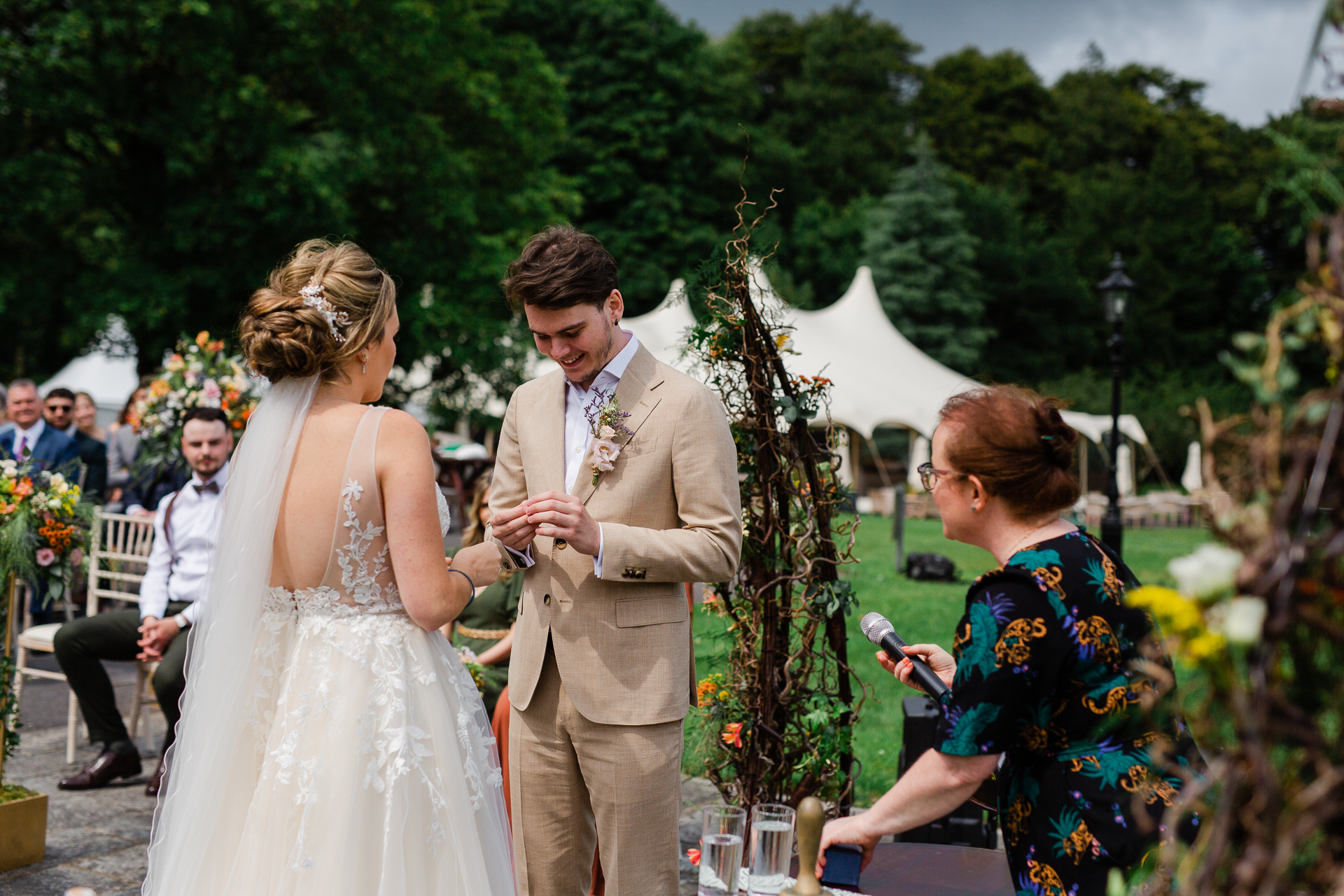 A bride and groom at a wedding