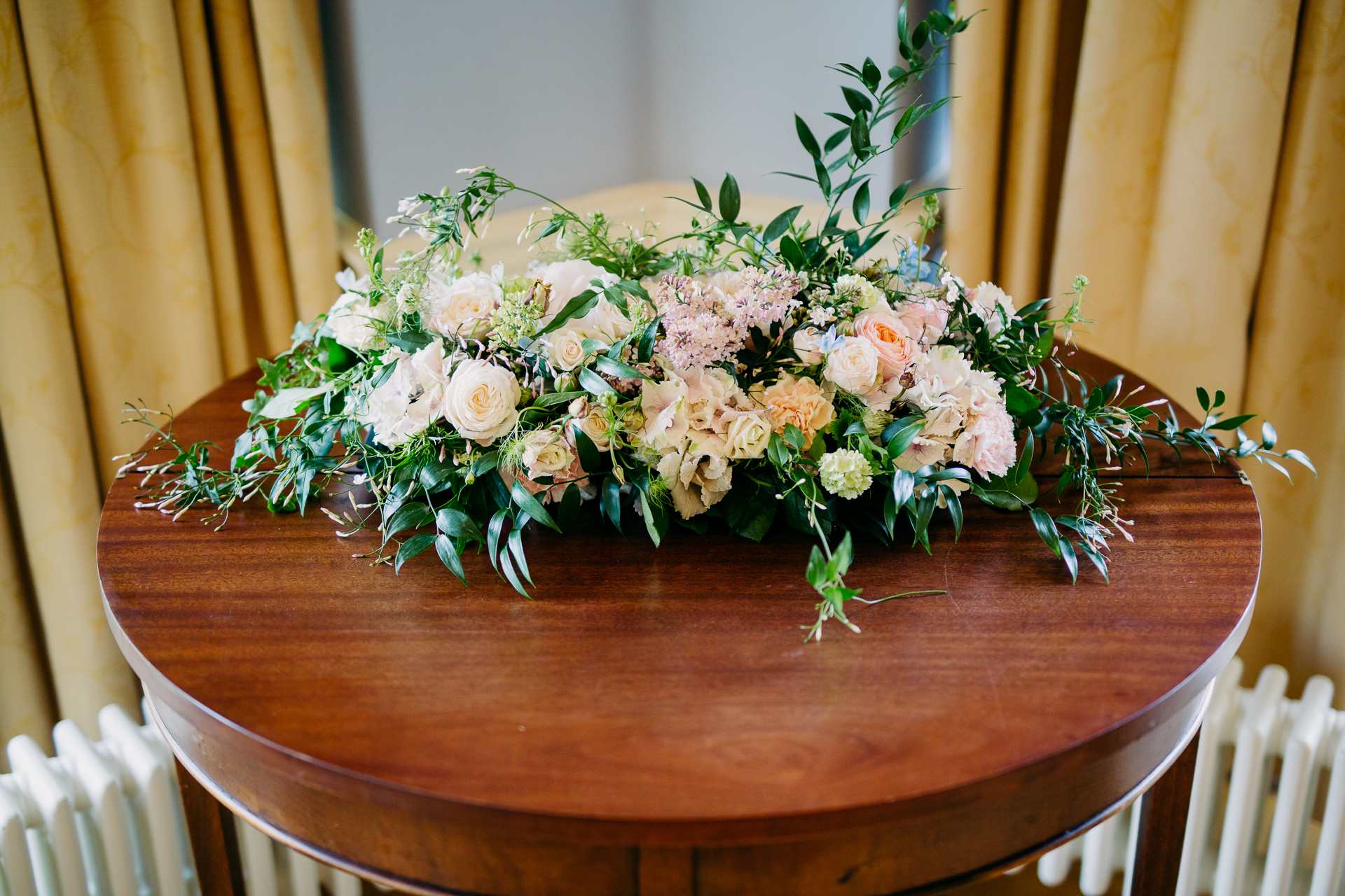 A bouquet of flowers on a table