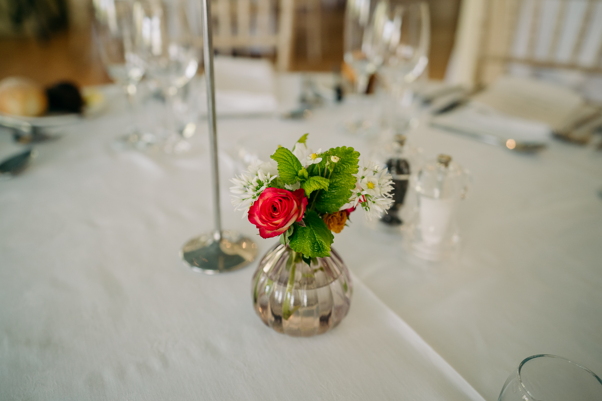 A vase with flowers on a table