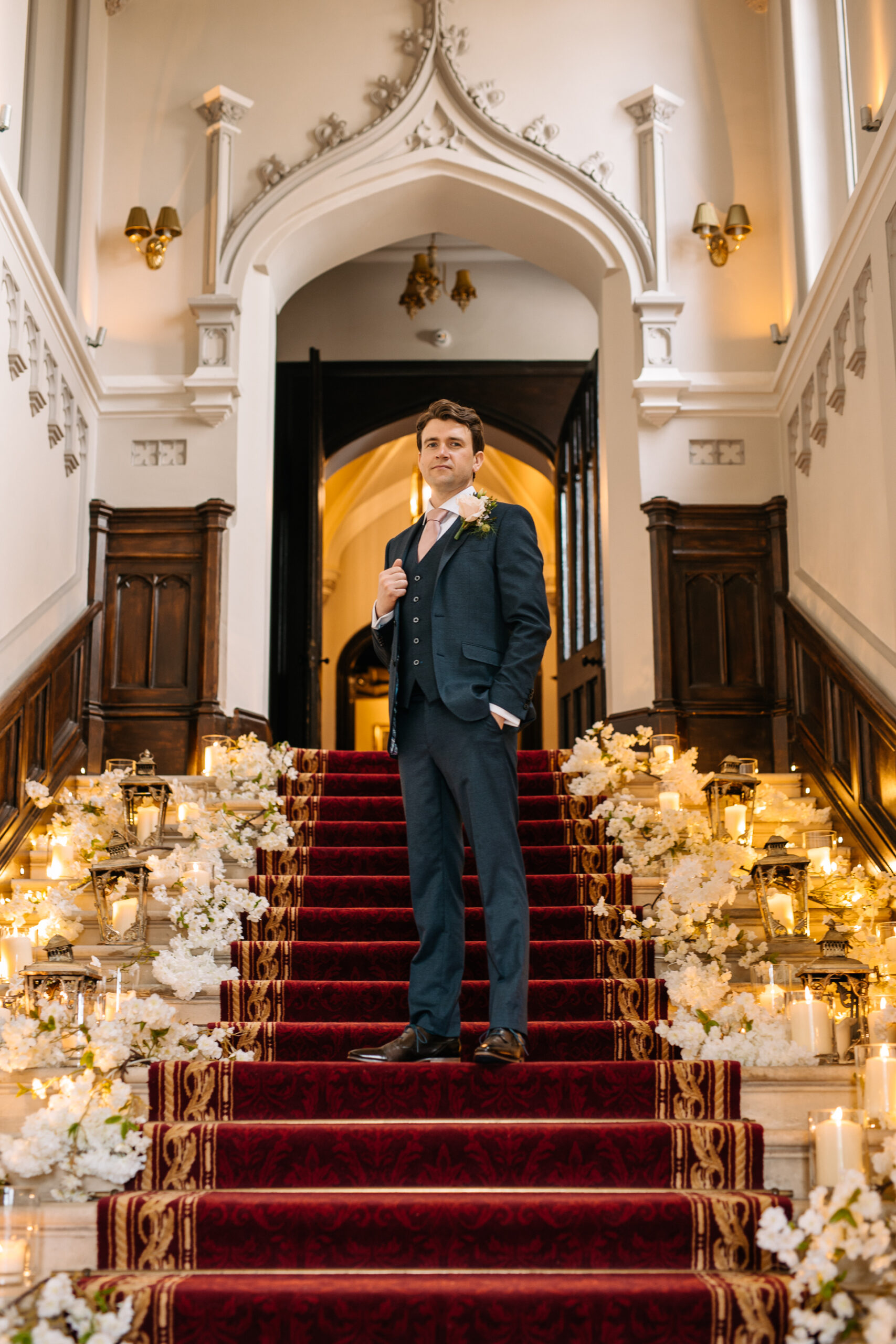 A man standing on a staircase