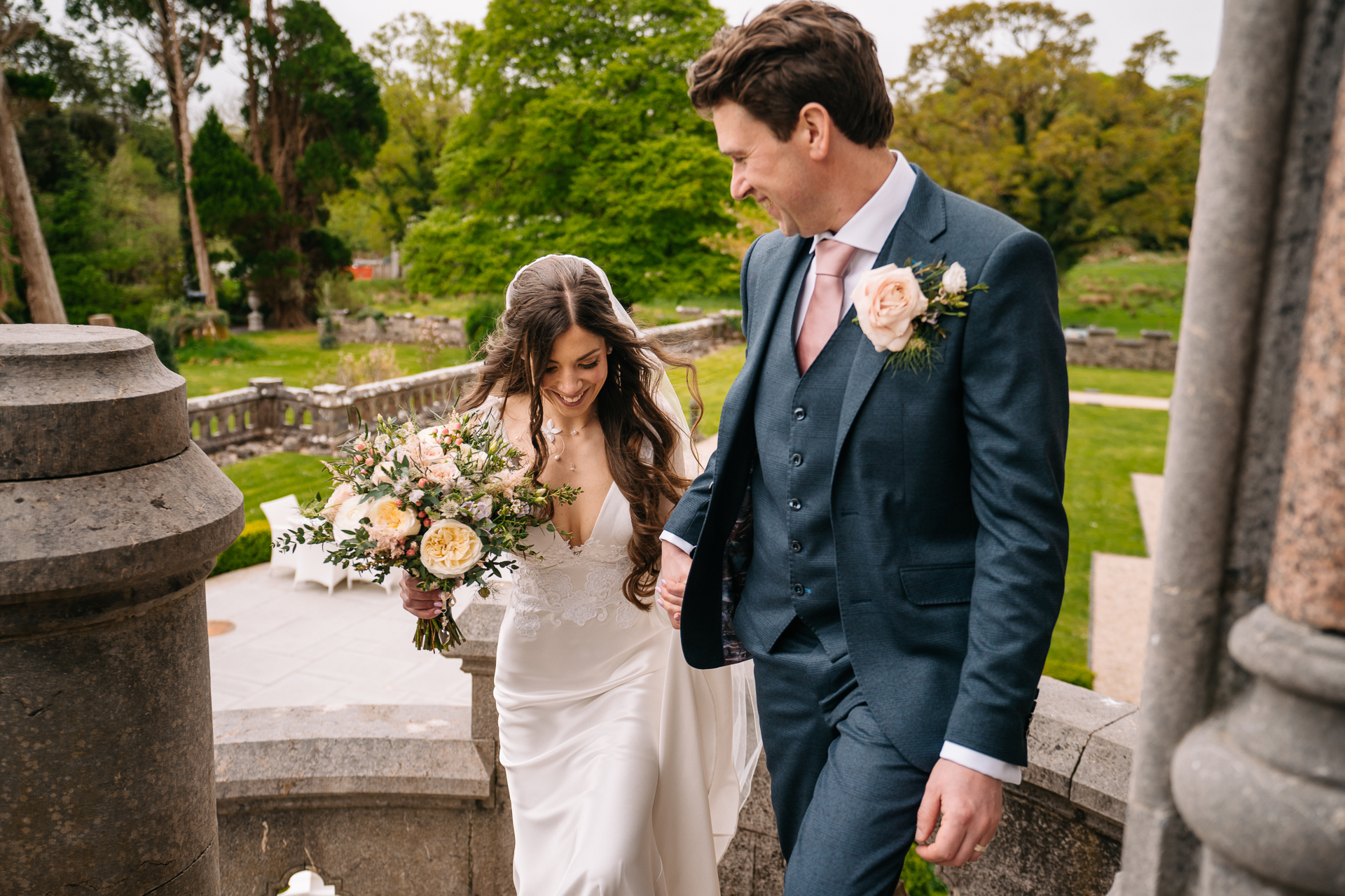 A man and woman in wedding attire