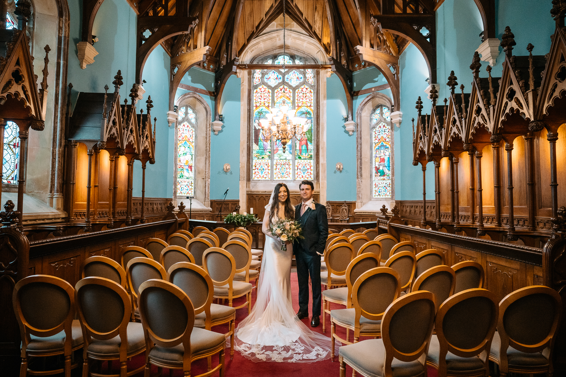 A man and woman in a church