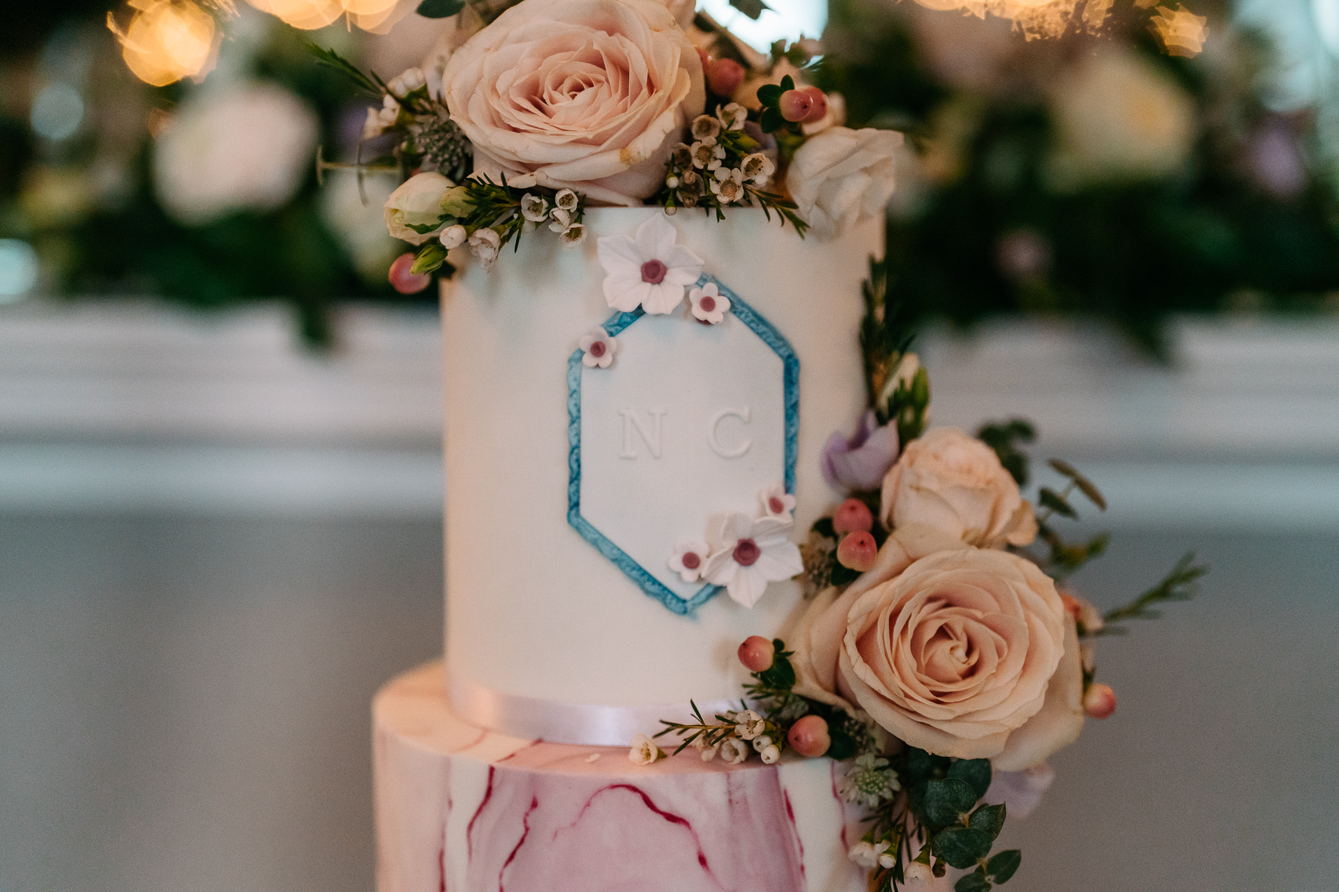 A cake with flowers on it