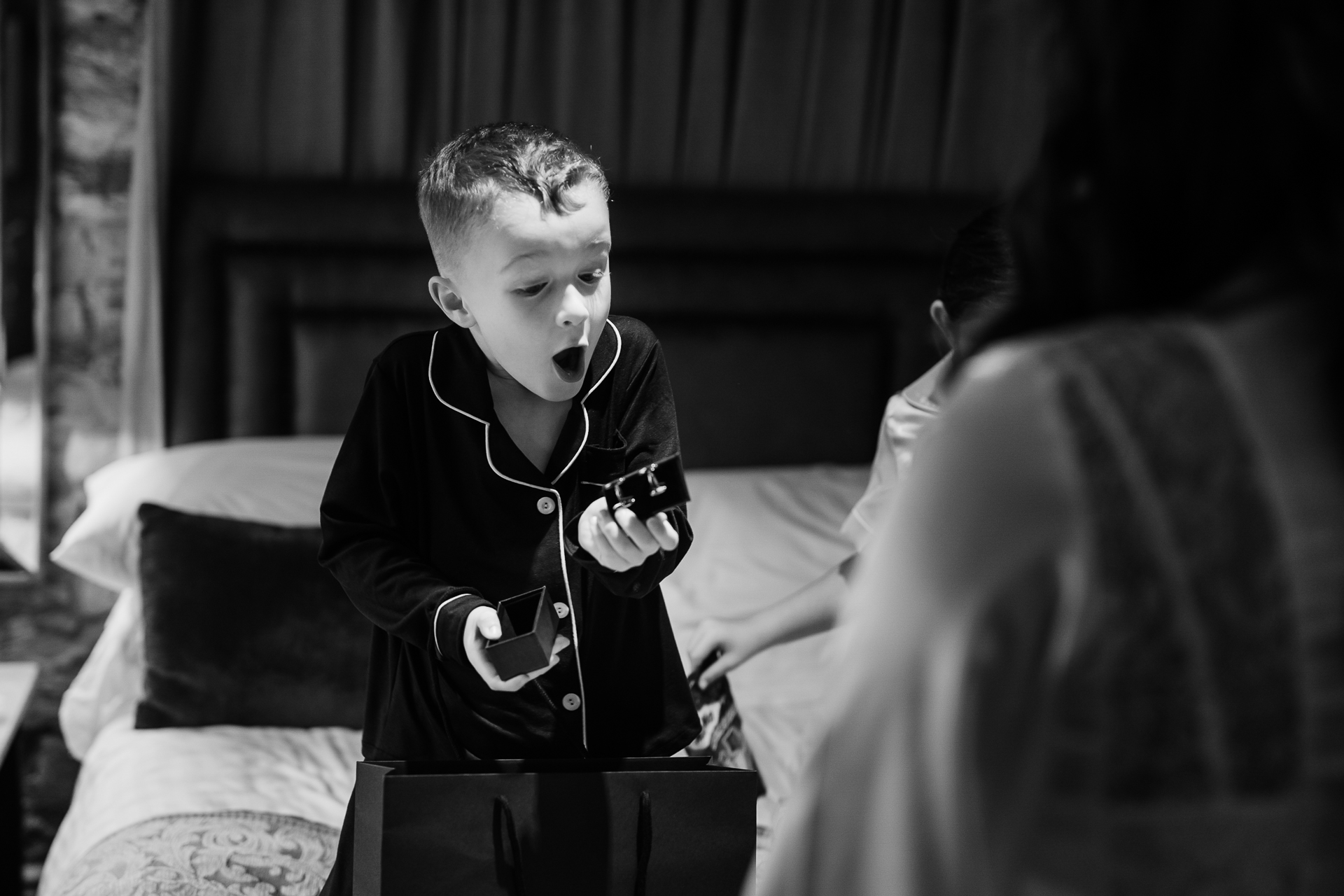 A boy holding a remote control