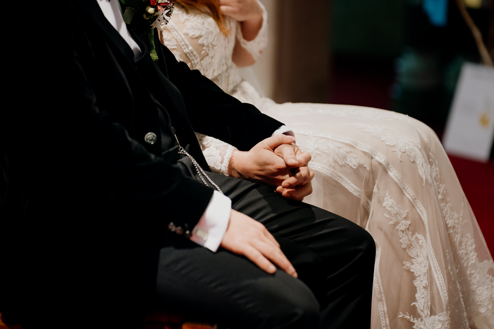 A man and woman in wedding attire