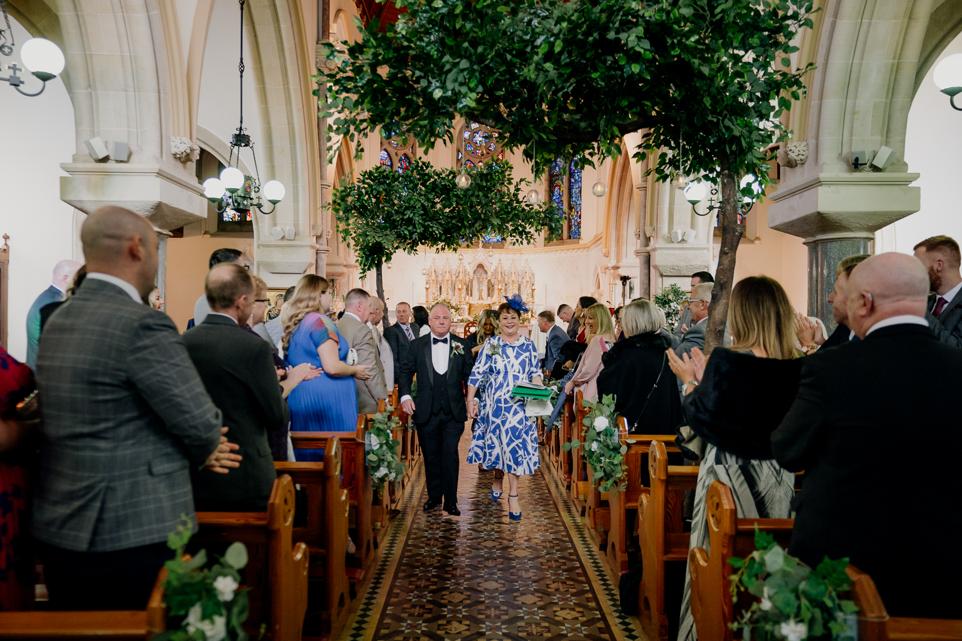 A group of people in a church