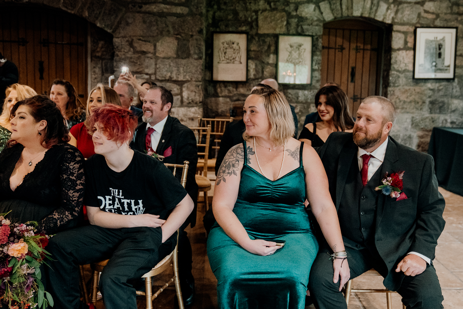 A group of people sitting in chairs