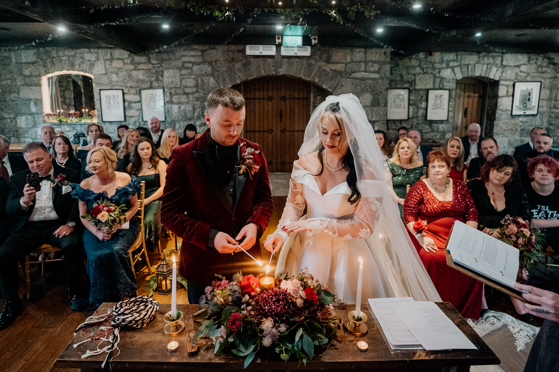 A man and woman in wedding attire