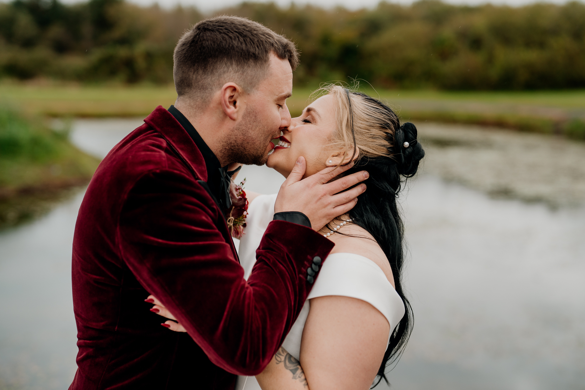 A man and woman kissing