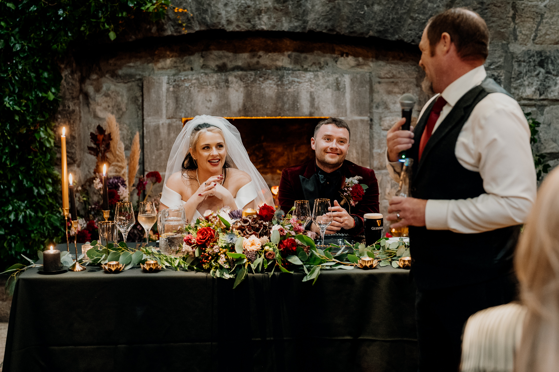 A bride and groom at a wedding