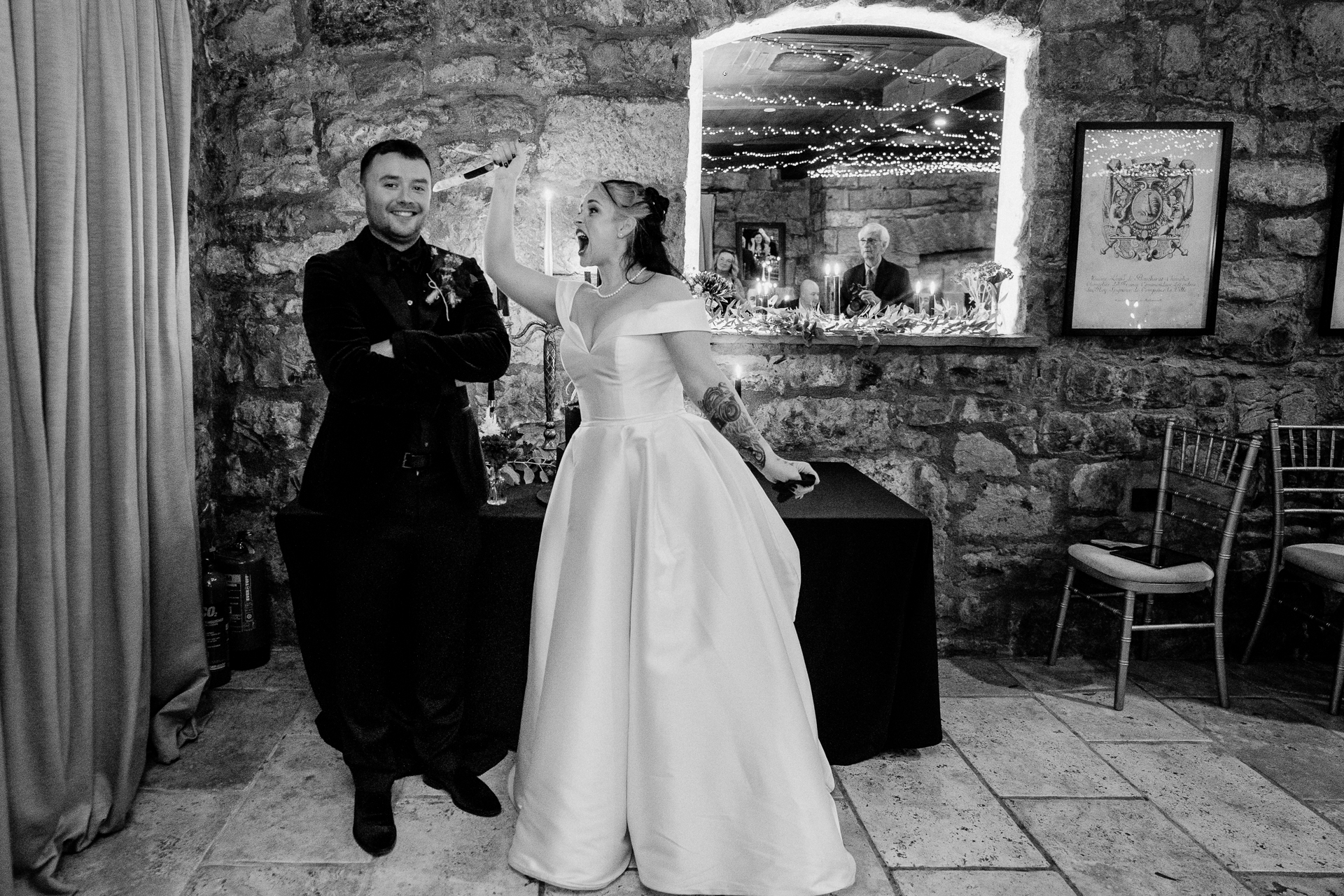 A man and woman in formal wear