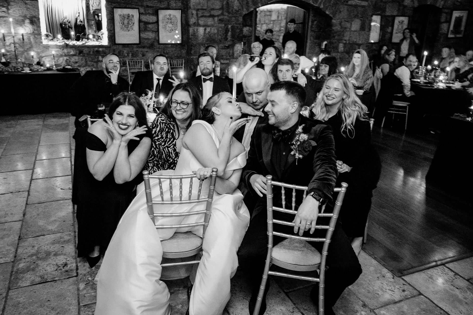 A group of people sitting in chairs